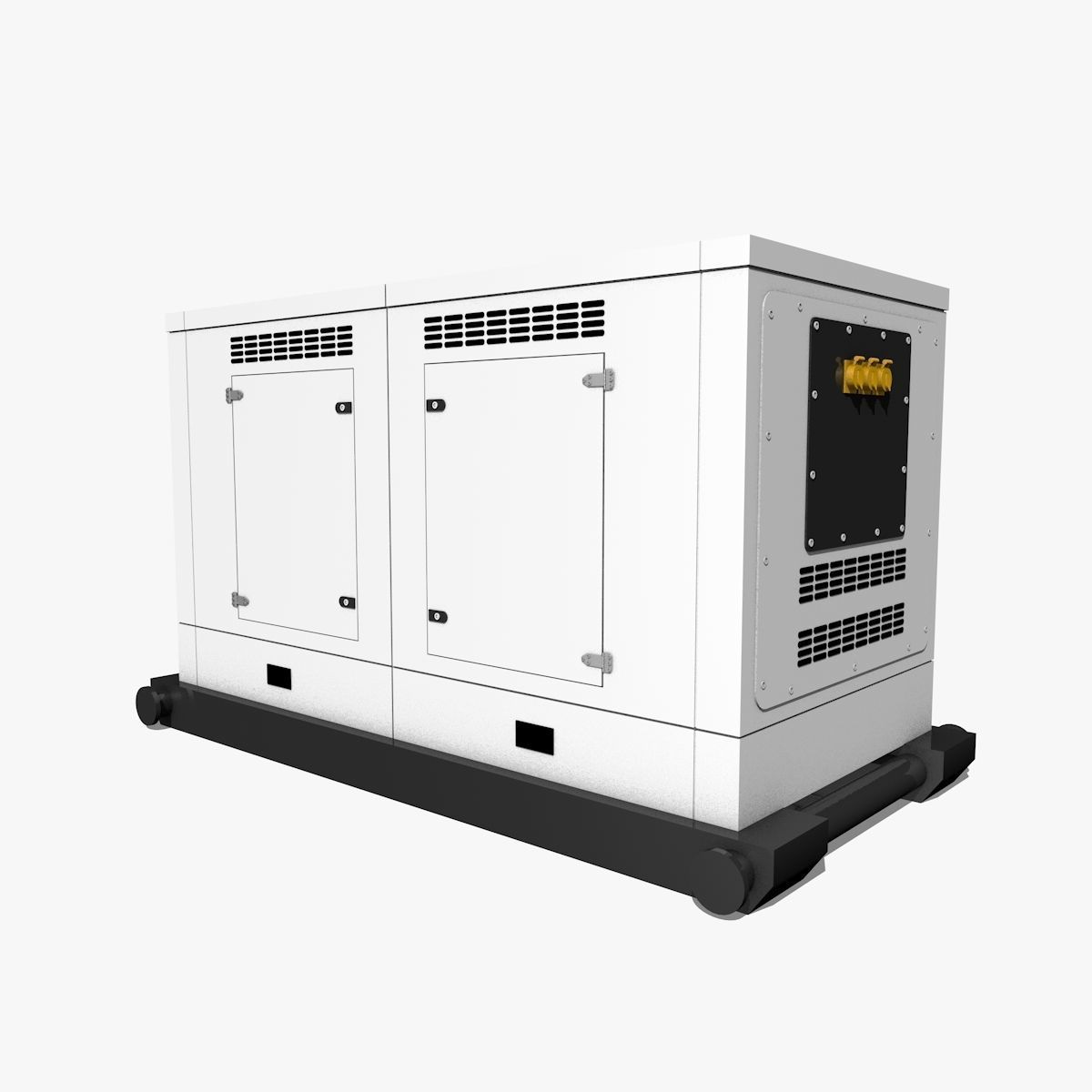 White Industrial Gas Generator 3D model_2