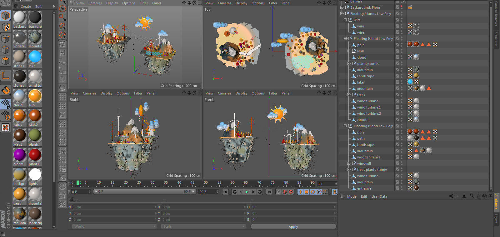 Floating Industrial Islands Low Poly 3D model_24