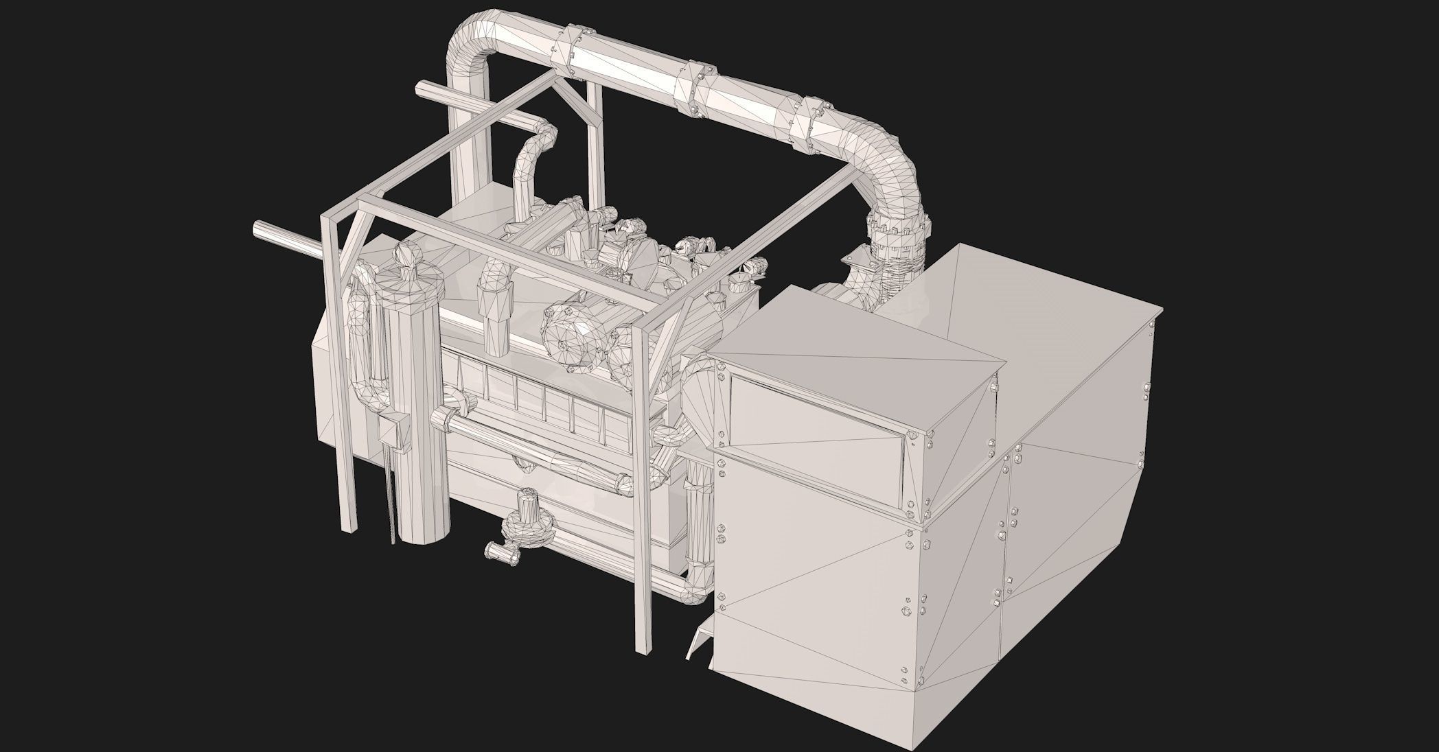 Engine Model Low Poly diesel 3D model_10