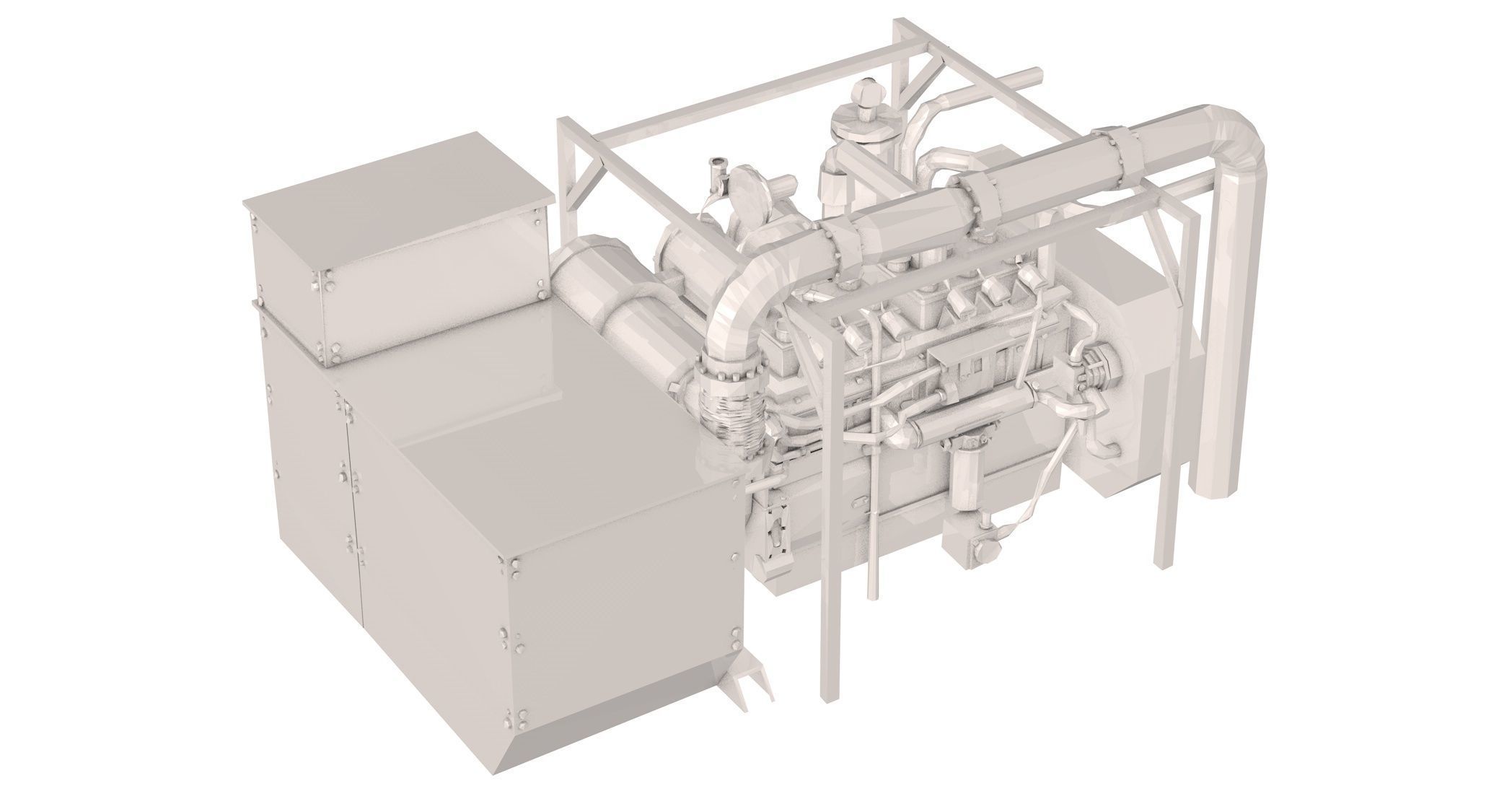 Engine Model Low Poly diesel 3D model_1
