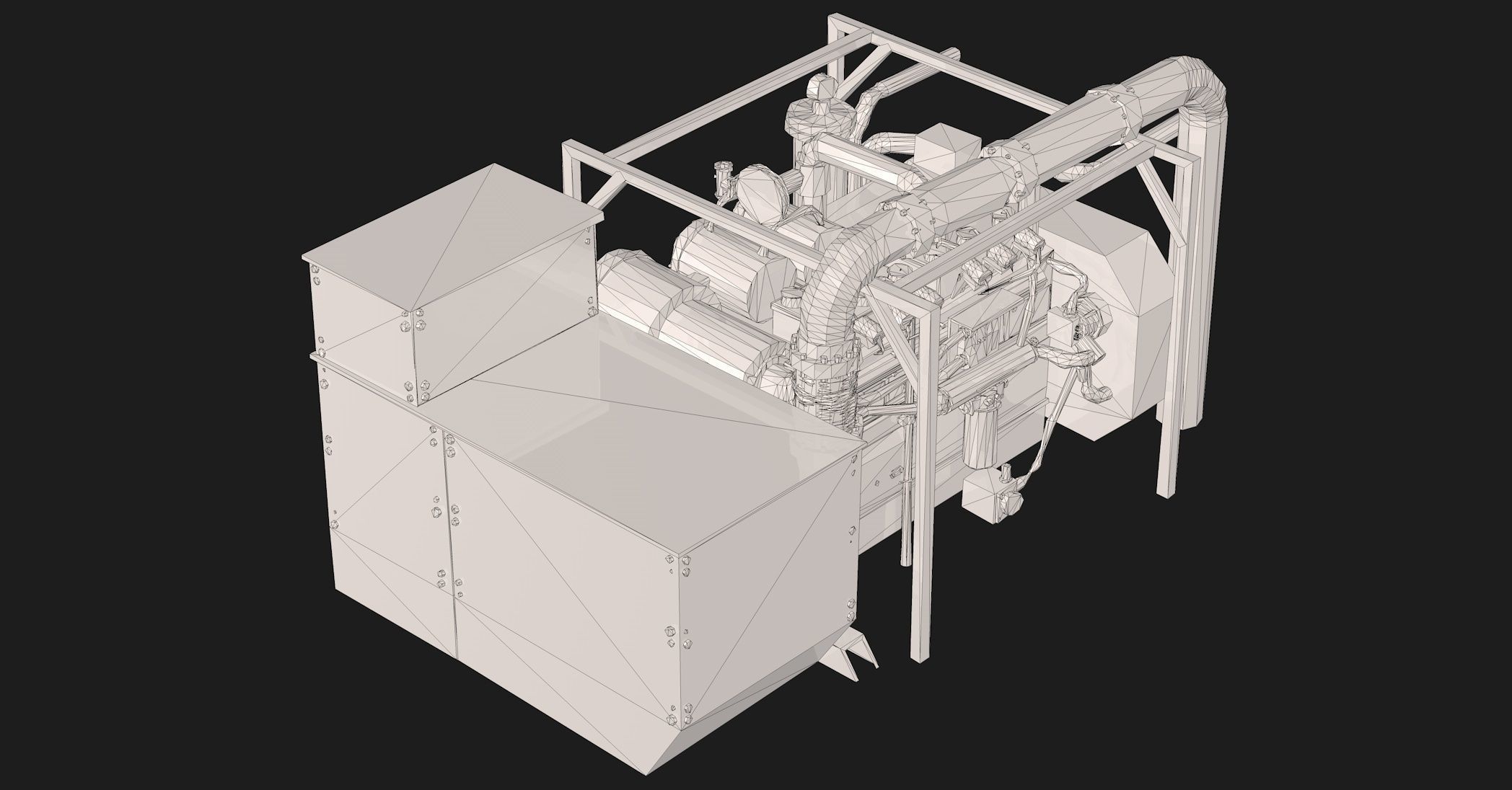 Engine Model Low Poly diesel 3D model_9