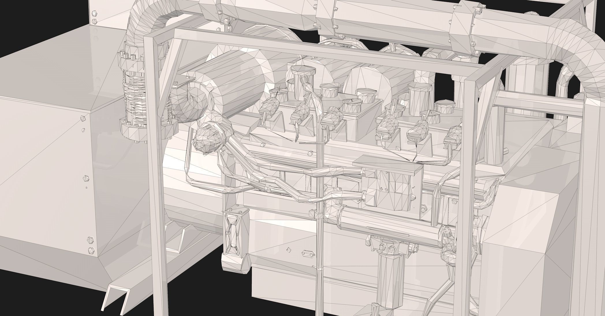 Engine Model Low Poly diesel 3D model_11