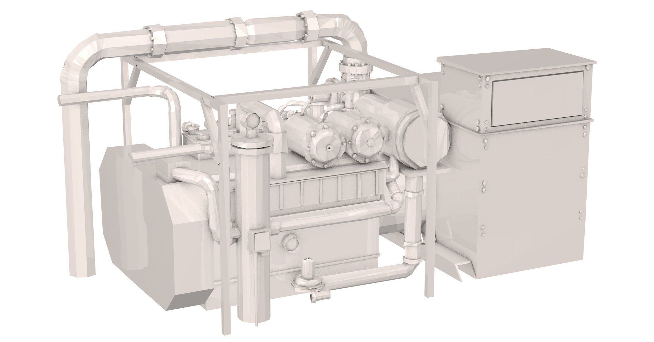 Engine Model Low Poly diesel 3D model_2