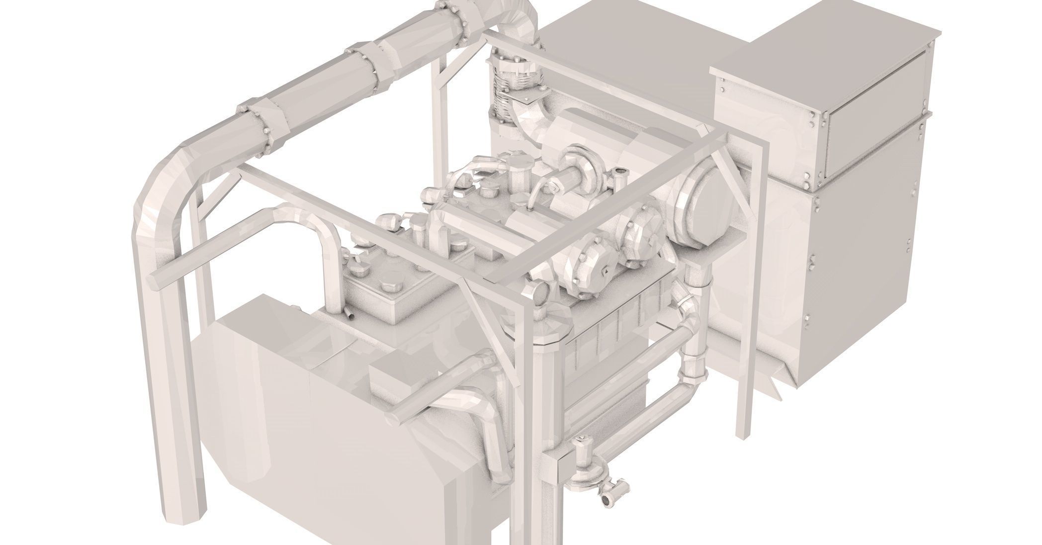 Engine Model Low Poly diesel 3D model_3