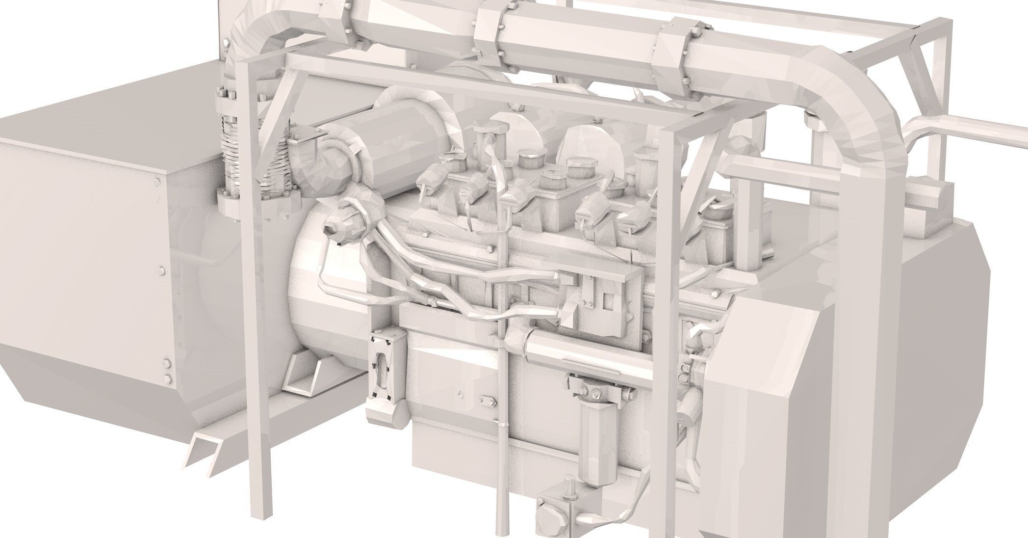 Engine Model Low Poly diesel 3D model_6