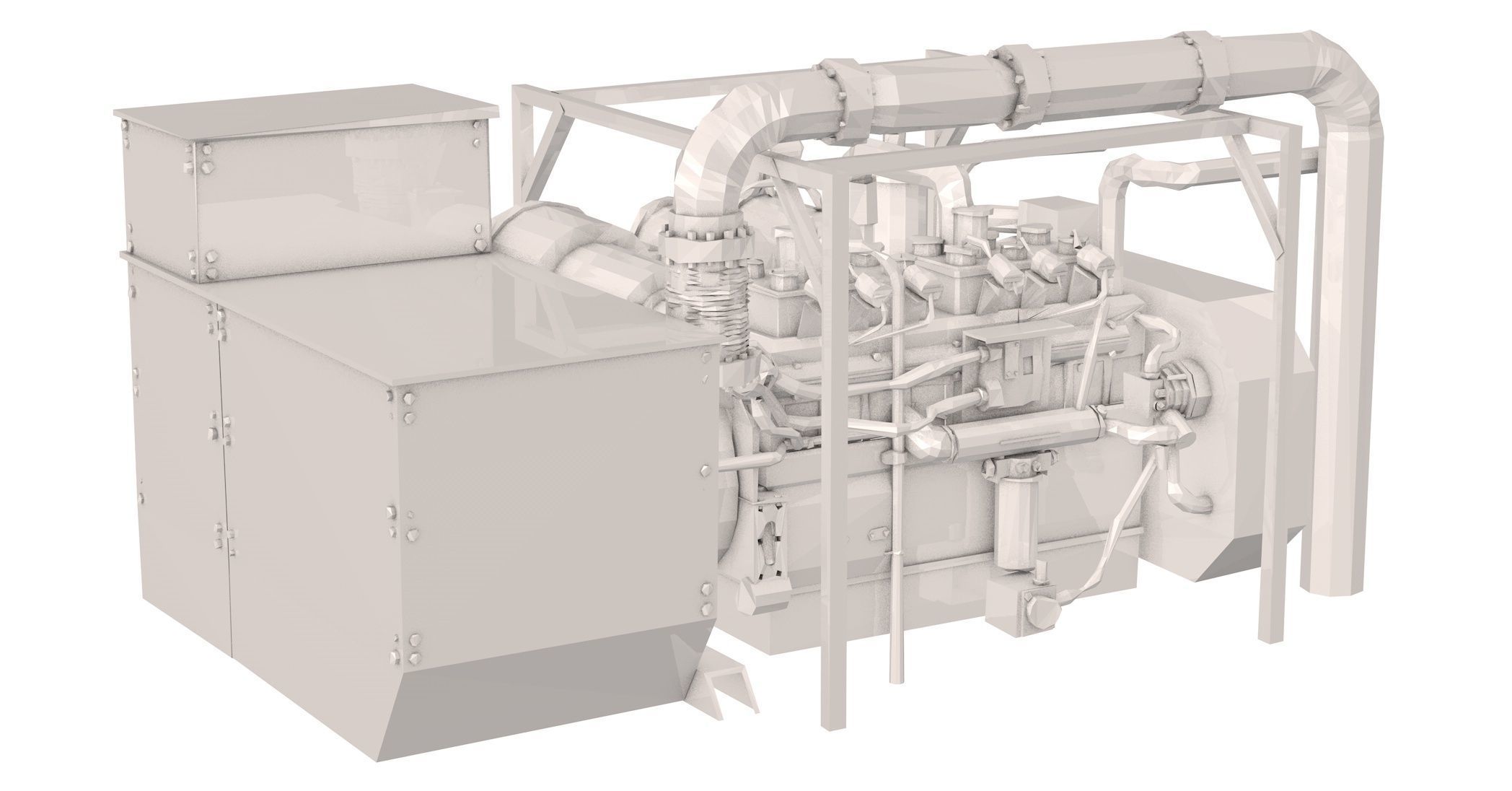 Engine Model Low Poly diesel 3D model_7