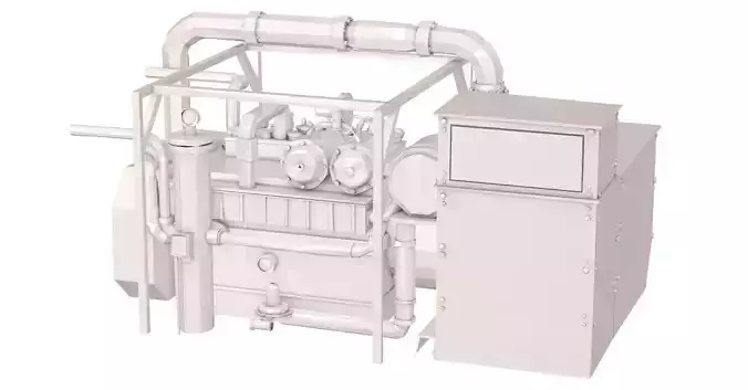 Engine Model Low Poly diesel 3D model