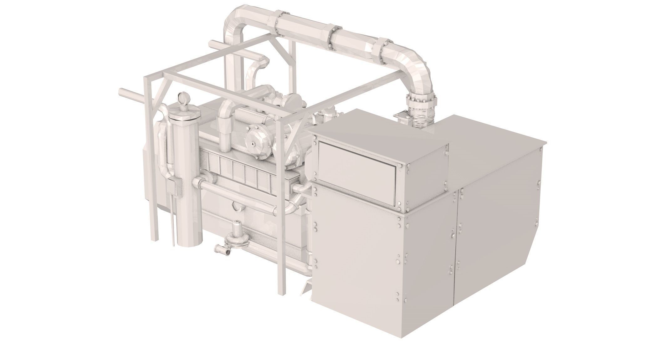 Engine Model Low Poly diesel 3D model_4