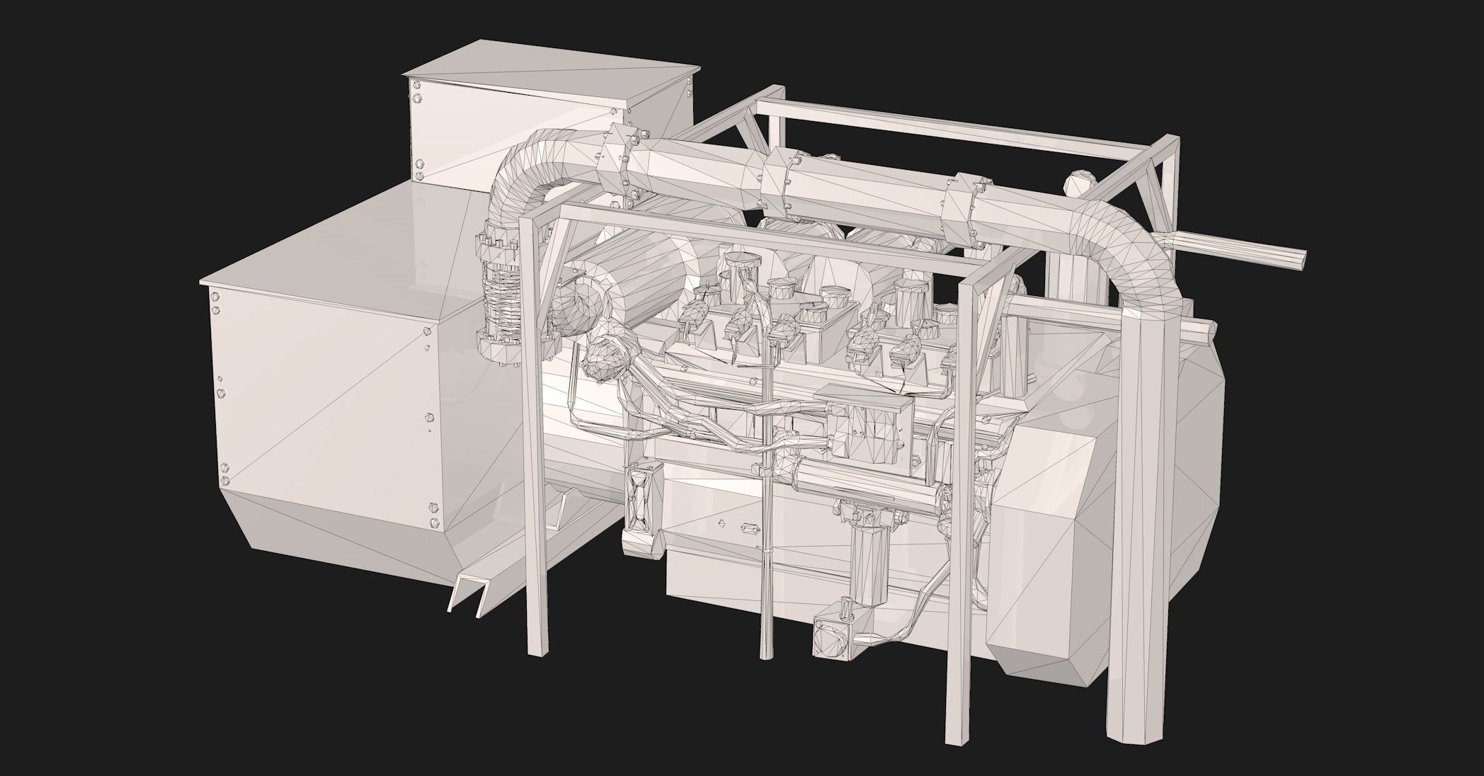 Engine Model Low Poly diesel 3D model_8