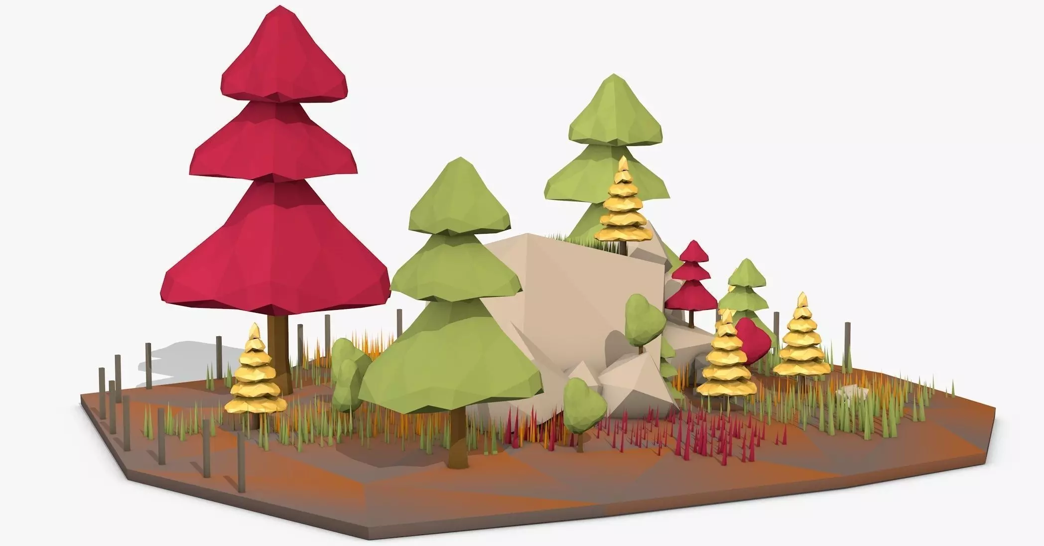 Cartoon Landscape with Trees Model 3D model