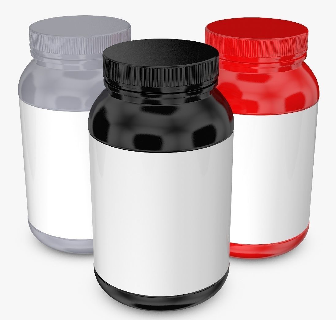 Three Colors Plastic Bottles 3D model_1