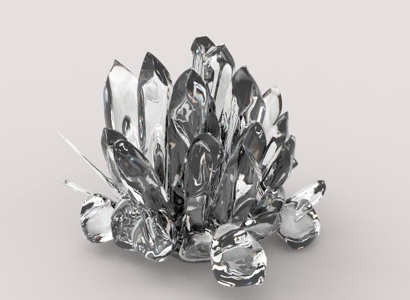 Quartz silver crystal cluster Low-poly 3D model_1