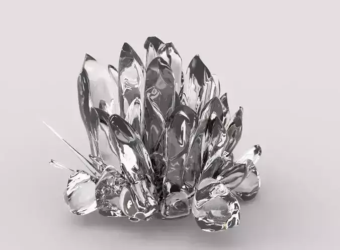 Quartz silver crystal cluster Low-poly 3D model