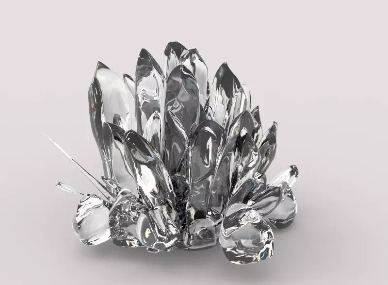 Quartz silver crystal cluster Low-poly 3D model_0