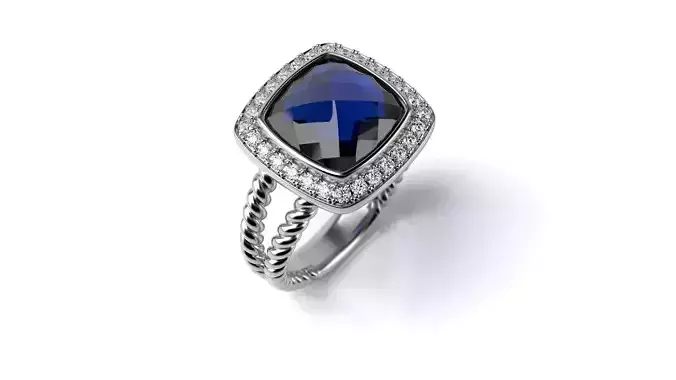 Twisted ring and Checkerboard Cut Cushion 11x11 