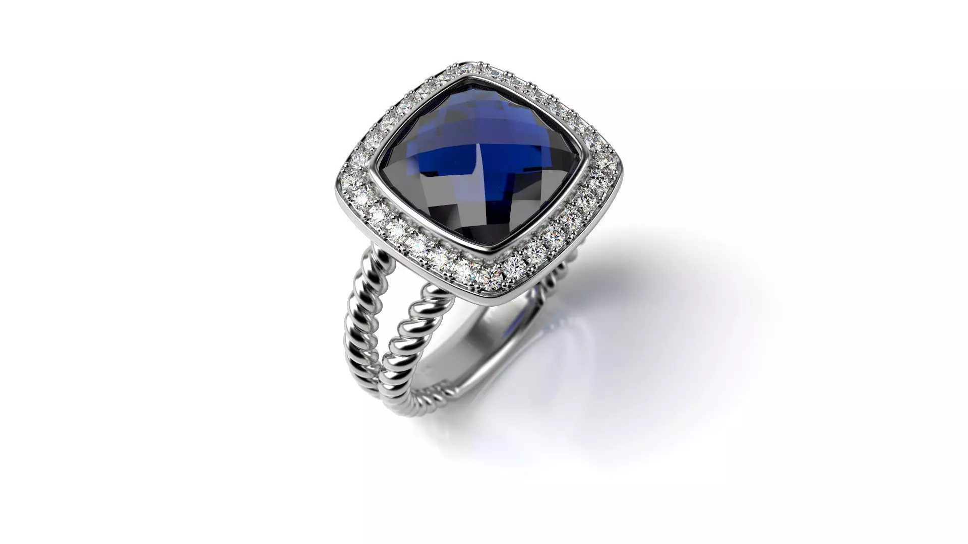 Twisted ring and Checkerboard Cut Cushion 11x11  3D print model_0