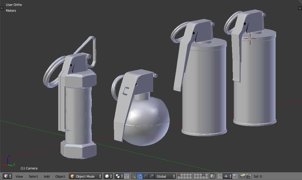 Grenades Pack Collection - M67 - AN-M18 Smoke- AN-M14 - M84 Stun Low-poly 3D model_14