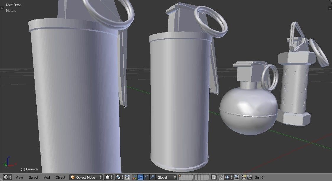 Grenades Pack Collection - M67 - AN-M18 Smoke- AN-M14 - M84 Stun Low-poly 3D model_8