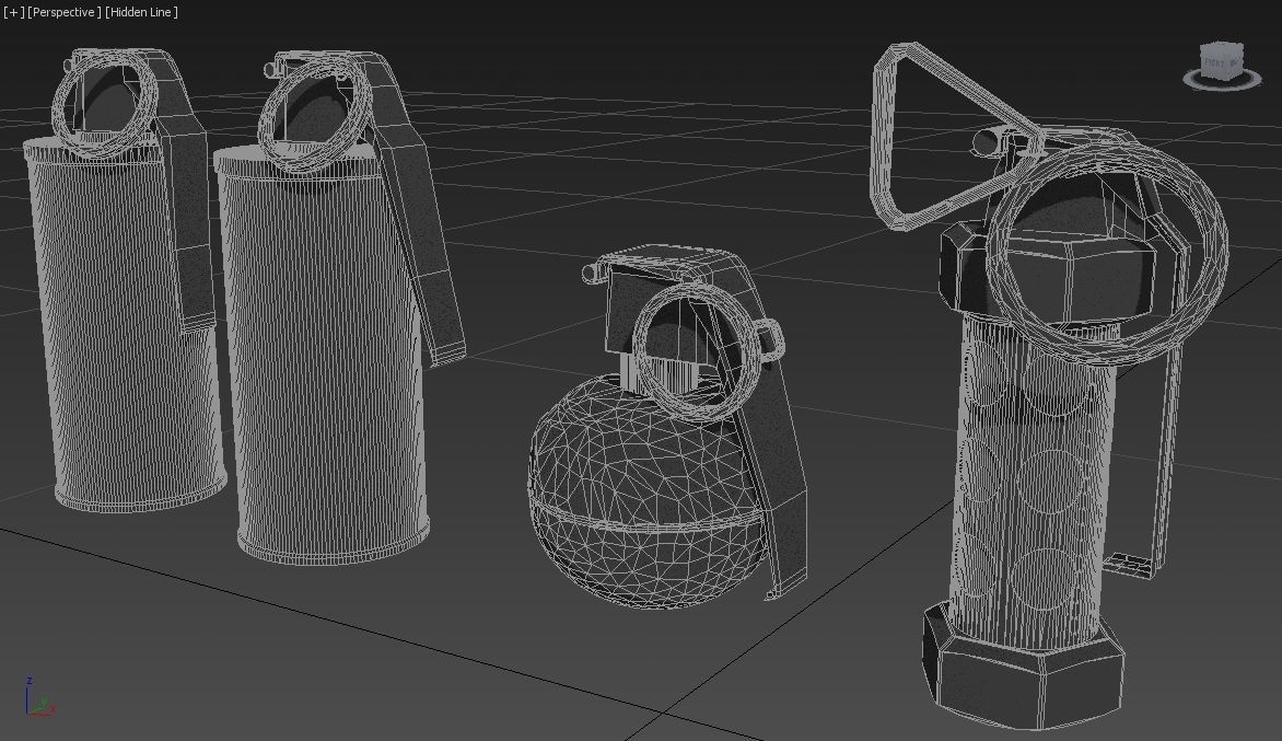 Grenades Pack Collection - M67 - AN-M18 Smoke- AN-M14 - M84 Stun Low-poly 3D model_22