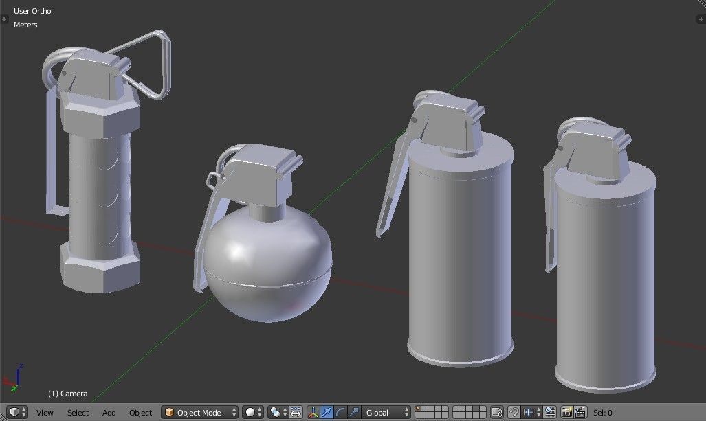 Grenades Pack Collection - M67 - AN-M18 Smoke- AN-M14 - M84 Stun Low-poly 3D model_13