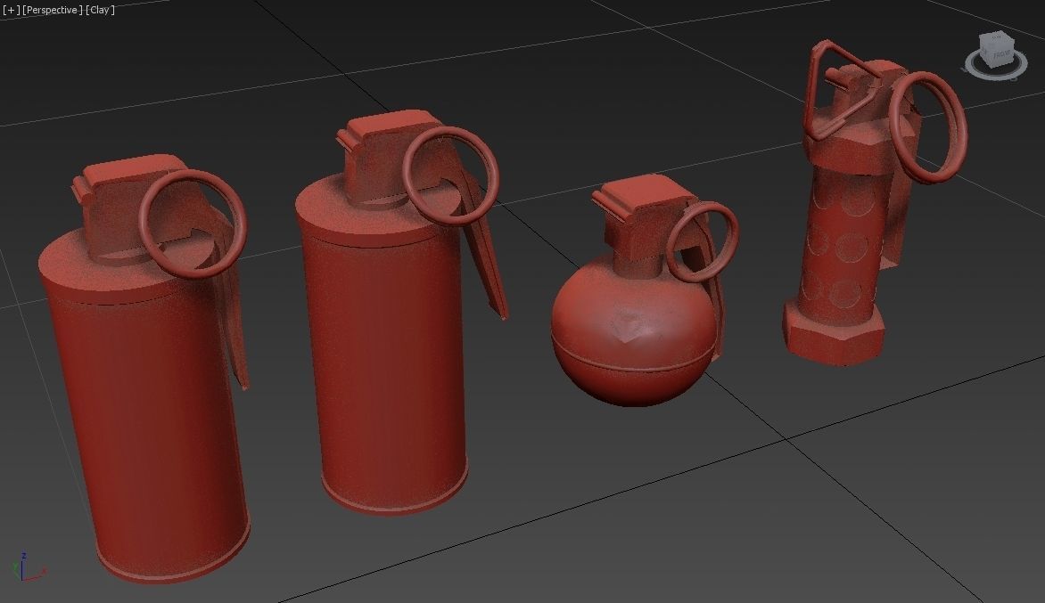 Grenades Pack Collection - M67 - AN-M18 Smoke- AN-M14 - M84 Stun Low-poly 3D model_19