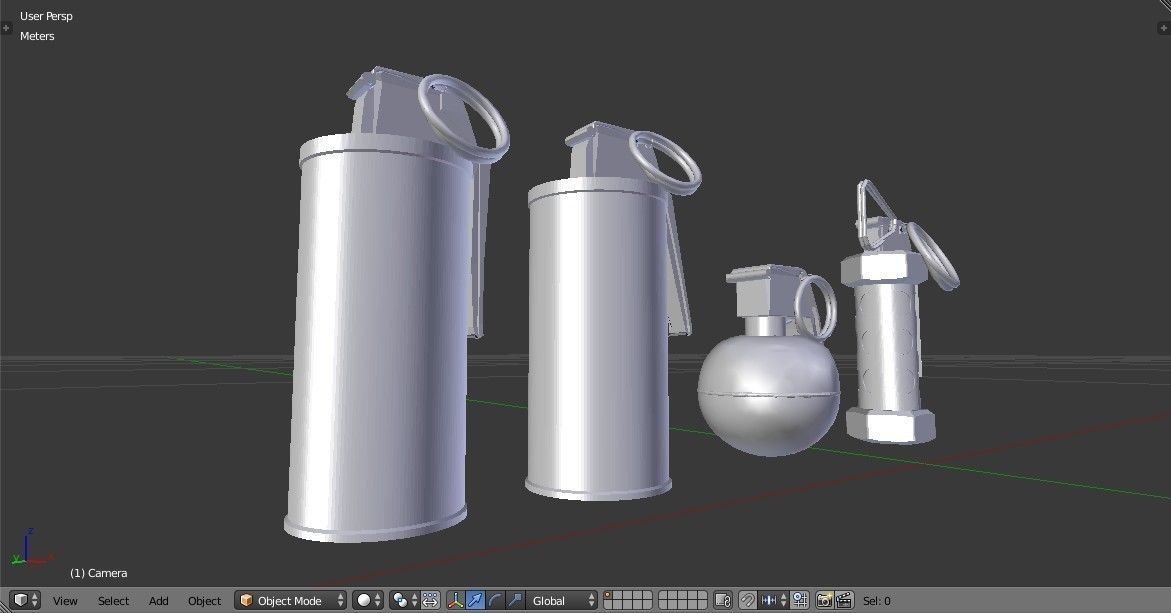 Grenades Pack Collection - M67 - AN-M18 Smoke- AN-M14 - M84 Stun Low-poly 3D model_7