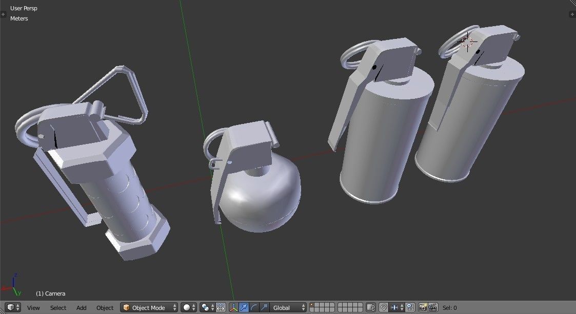 Grenades Pack Collection - M67 - AN-M18 Smoke- AN-M14 - M84 Stun Low-poly 3D model_11