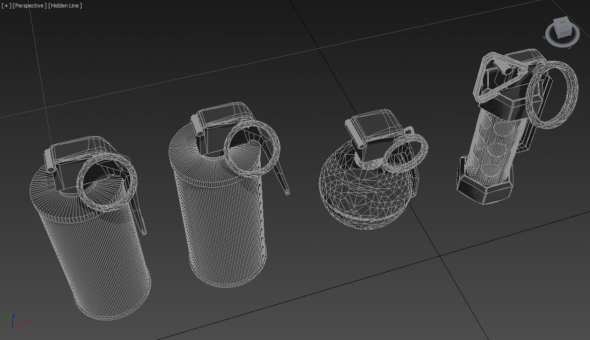 Grenades Pack Collection - M67 - AN-M18 Smoke- AN-M14 - M84 Stun Low-poly 3D model_20
