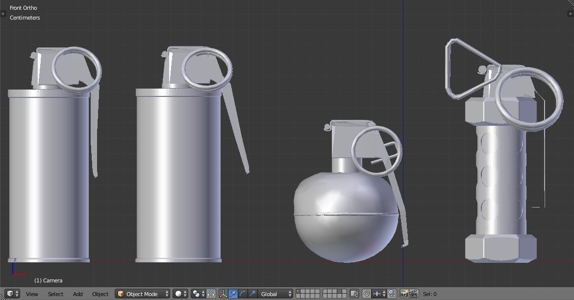 Grenades Pack Collection - M67 - AN-M18 Smoke- AN-M14 - M84 Stun Low-poly 3D model_17