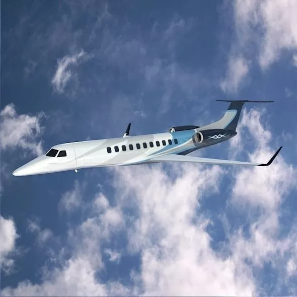 Embraer Legacy 650 business jet Low-poly 3D model