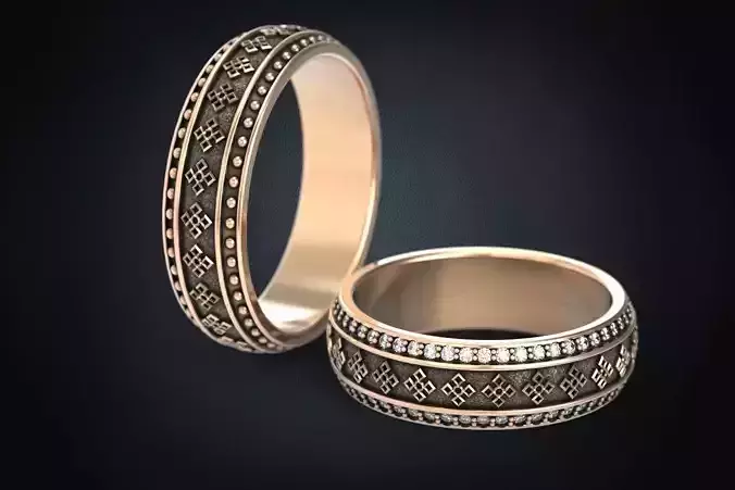 Wedding rings with stones stylish 296