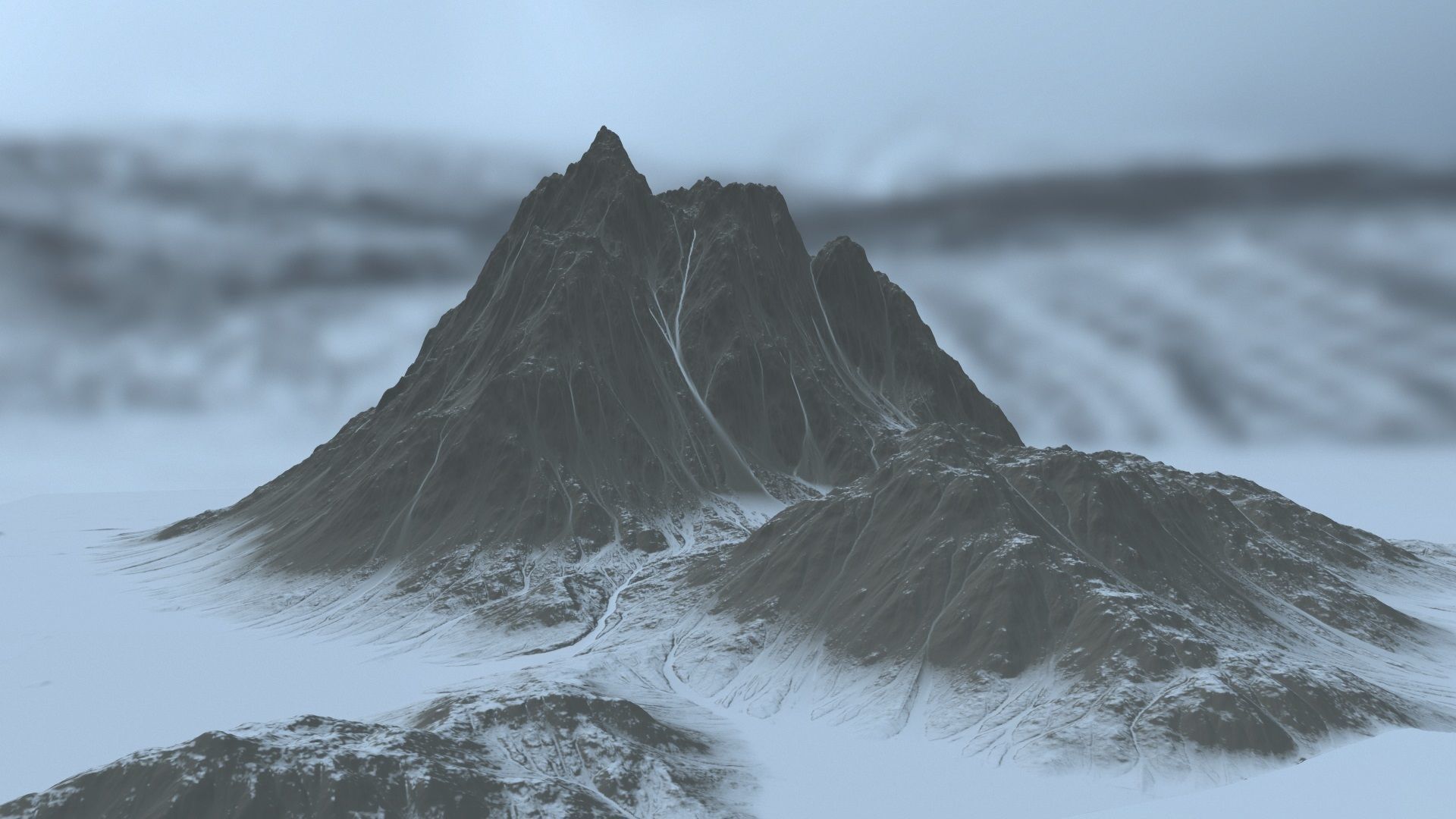 snow mountain 6 Low-poly 3D model_2