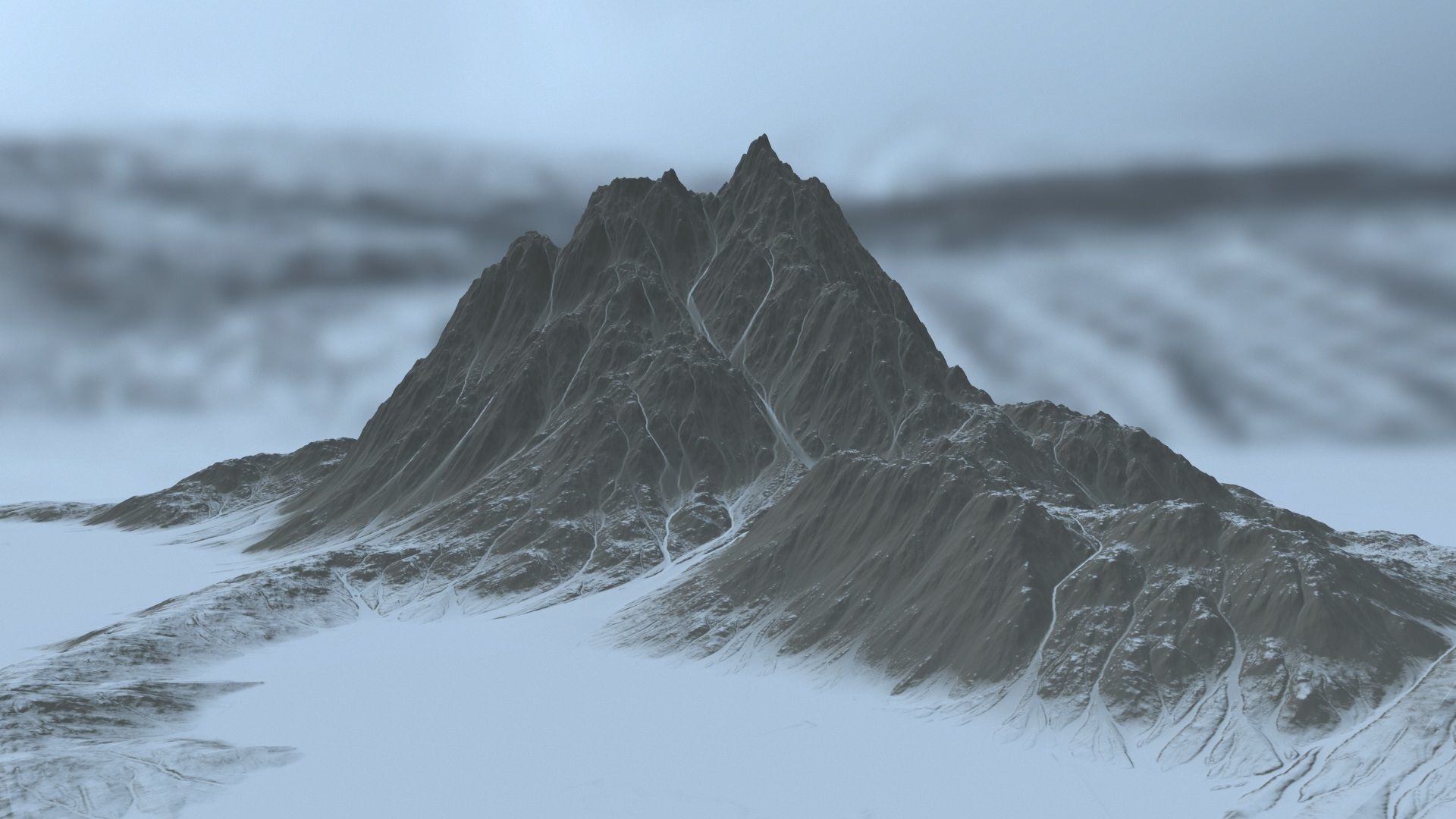 snow mountain 6 Low-poly 3D model_4