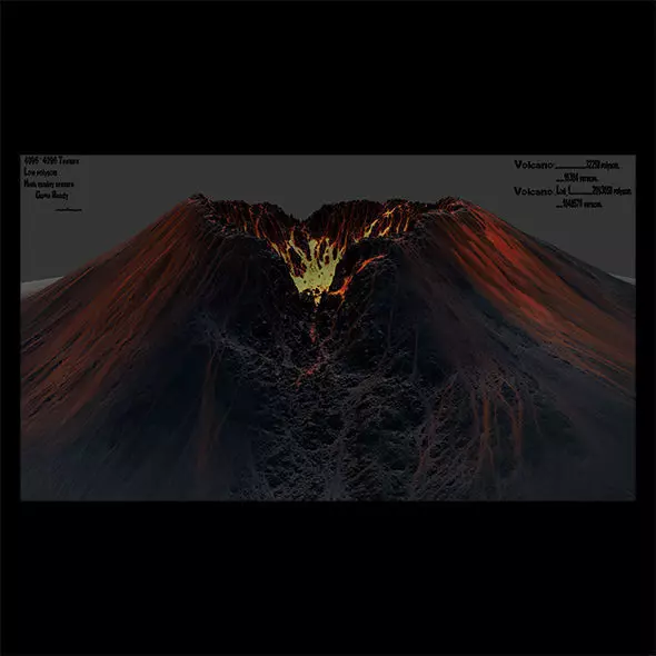 volcano with lava Low-poly 3D model