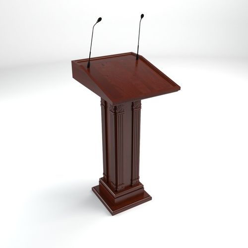 Tribune wooden podium with microphones 3D model