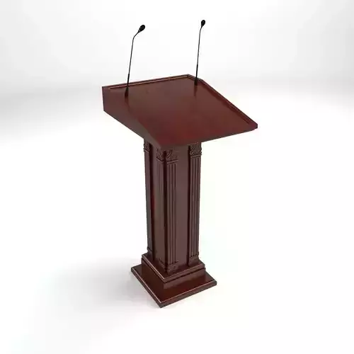 Tribune wooden podium with microphones