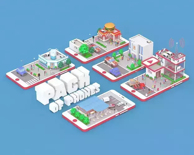 Low Poly Buildings on Mobile Phone
