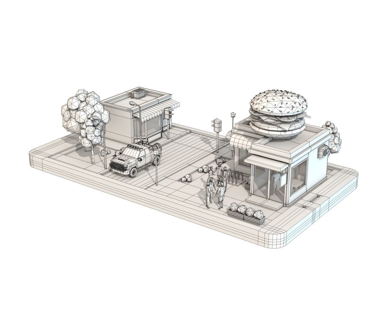 Low Poly Buildings on Mobile Phone Low-poly 3D model_21