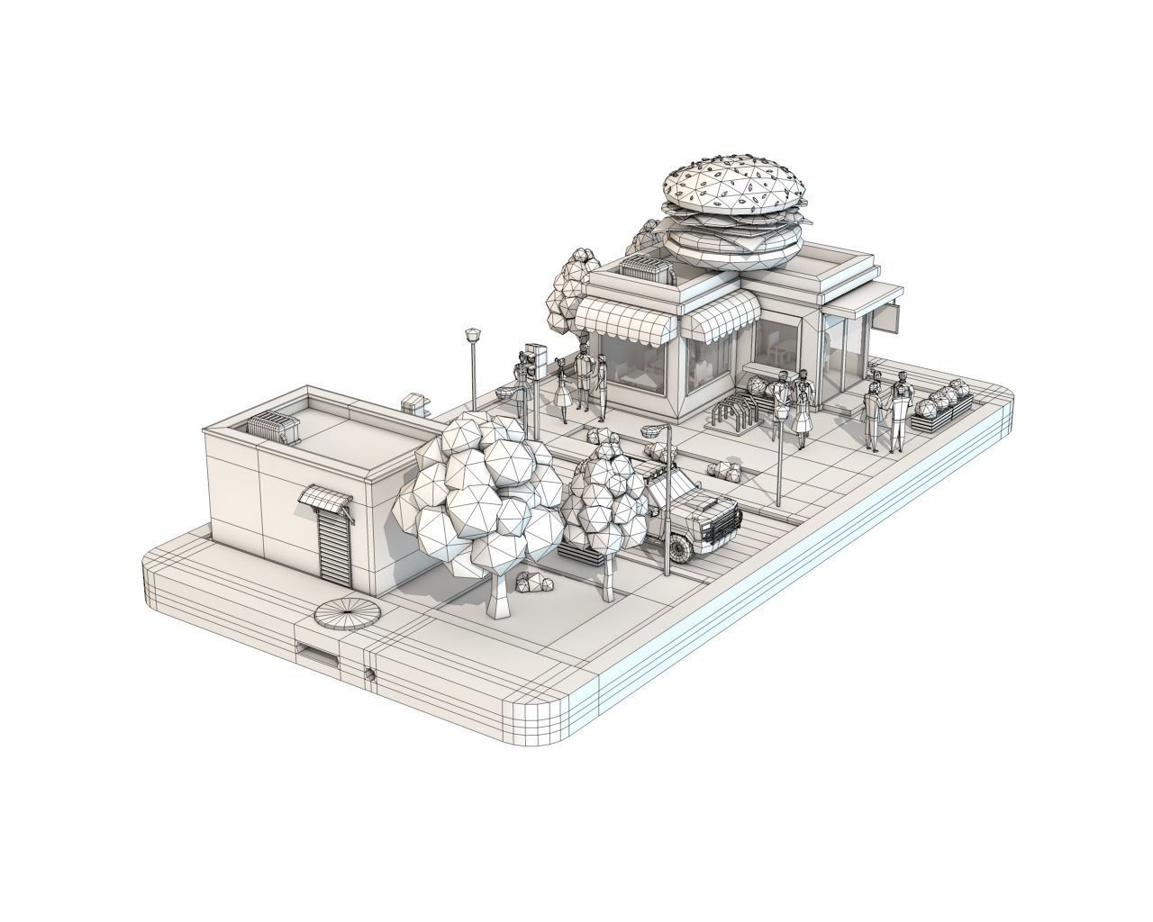 Low Poly Buildings on Mobile Phone Low-poly 3D model_19