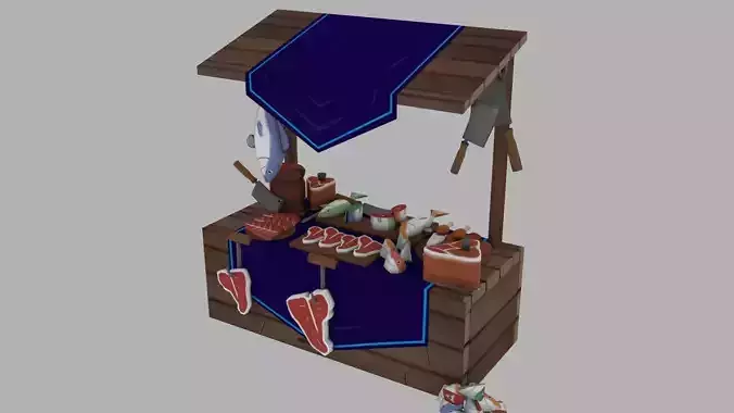 Market stand Low-poly 3D model