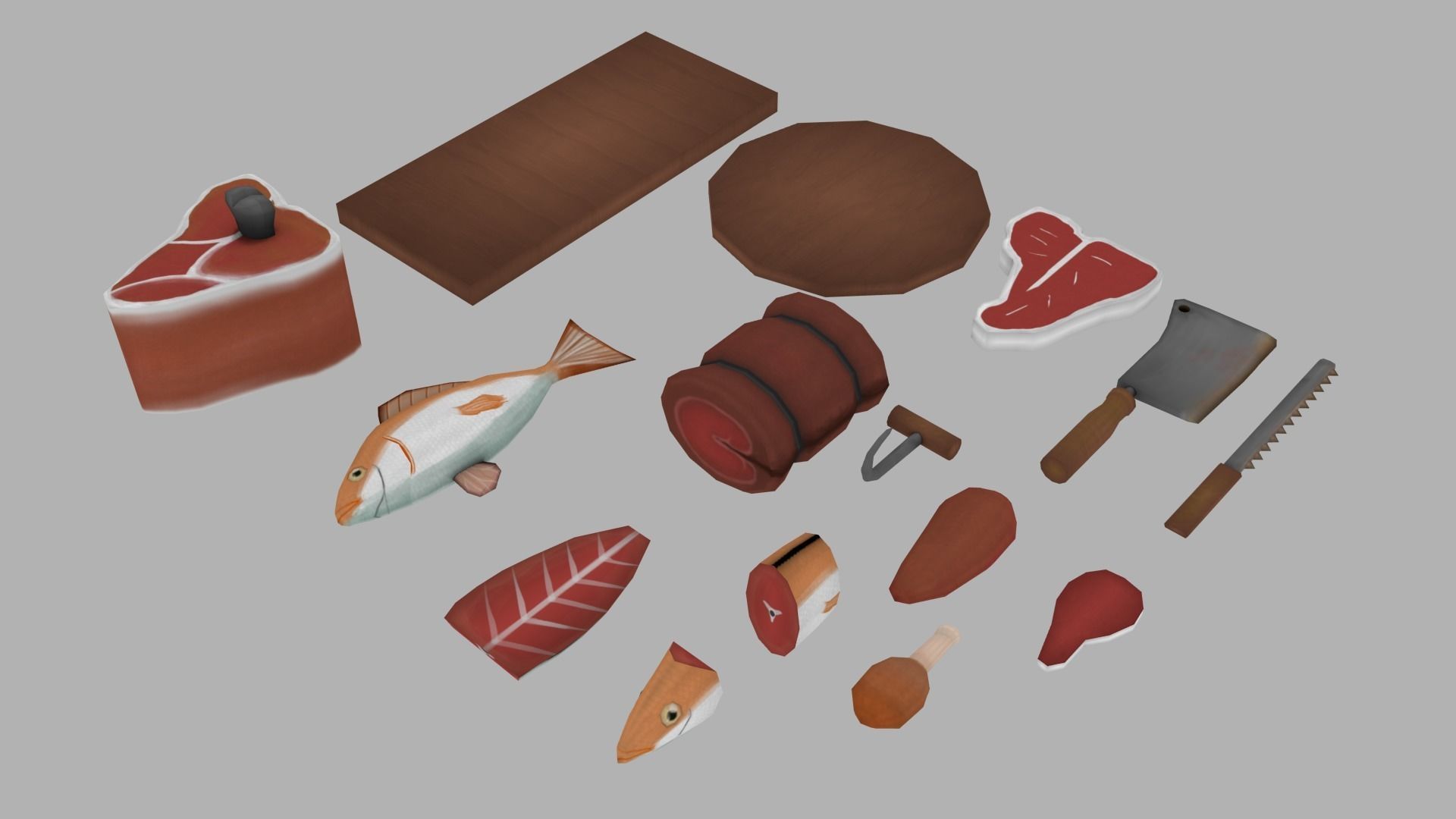 Market stand Low-poly 3D model_5