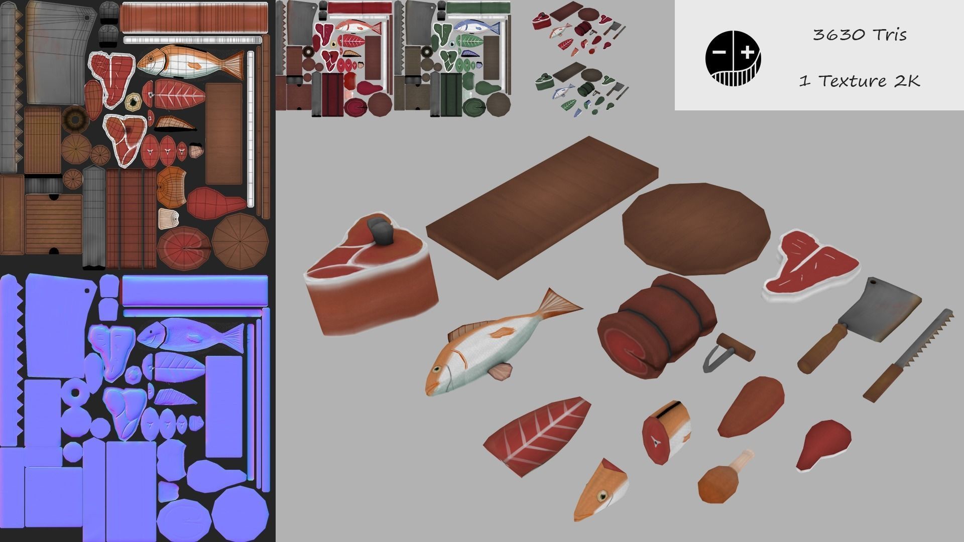 Market stand Low-poly 3D model_4