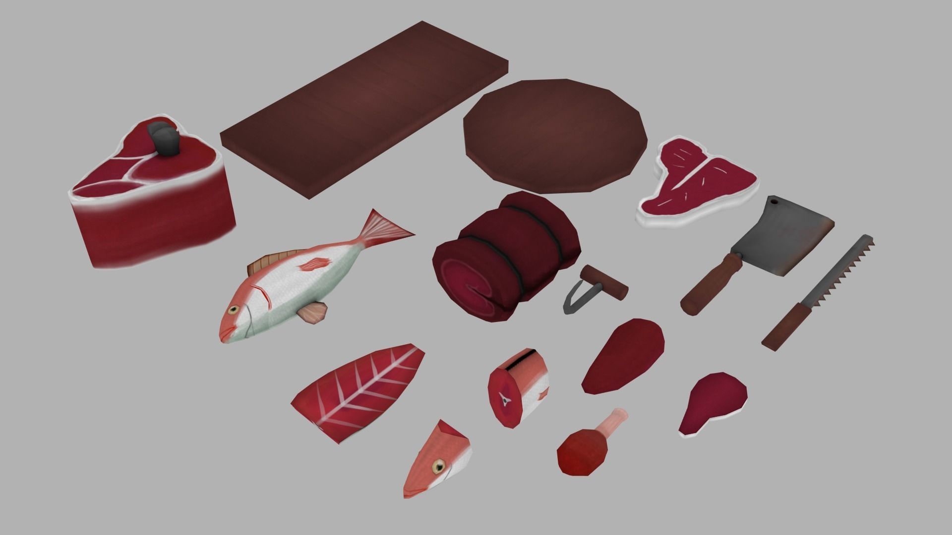 Market stand Low-poly 3D model_8