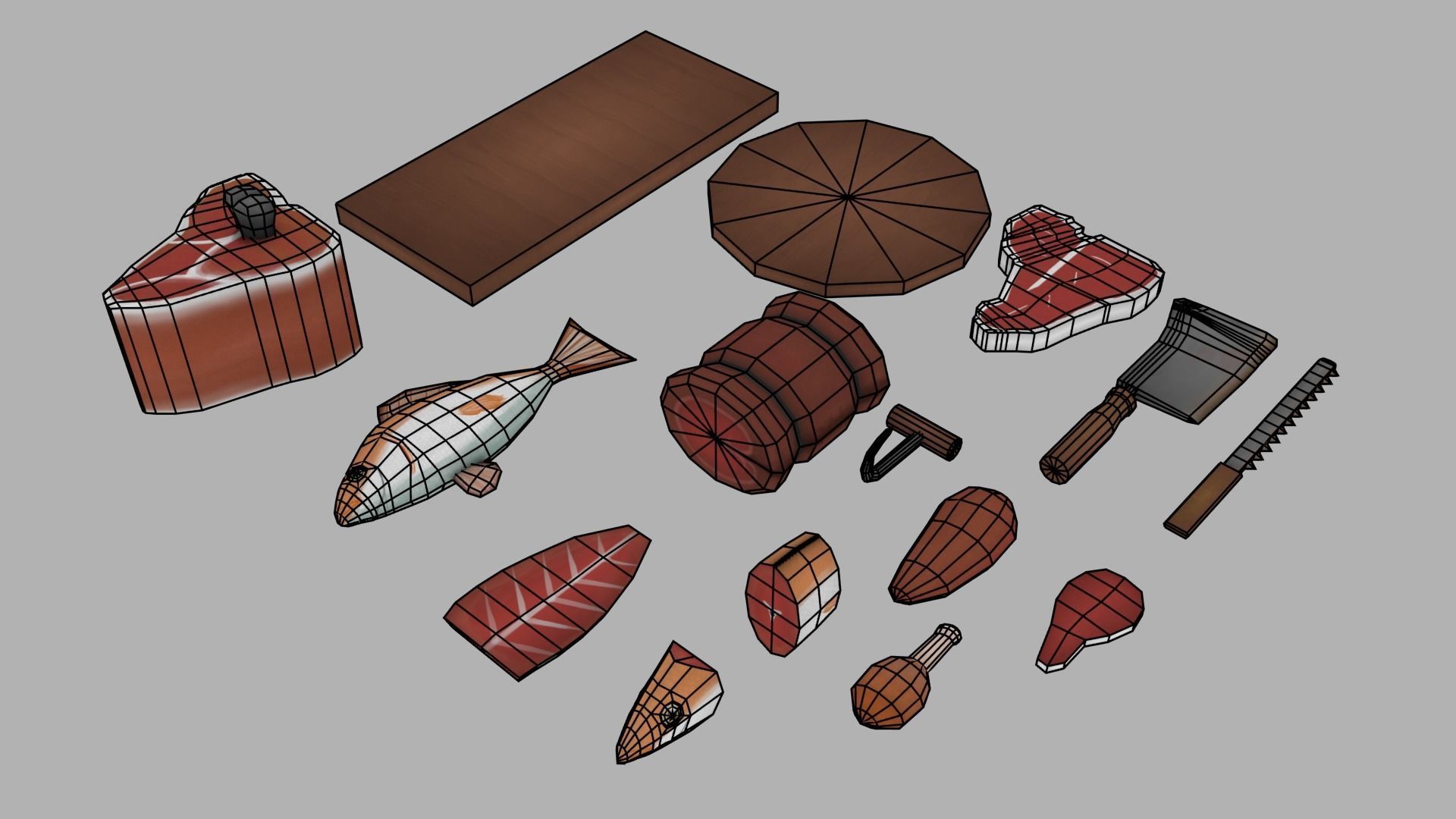 Market stand Low-poly 3D model_6