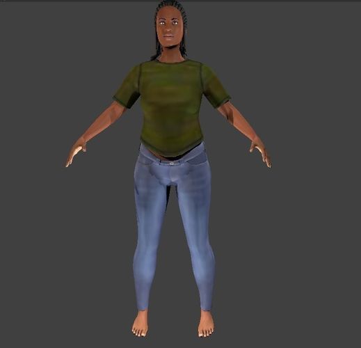 ReallifeGirl woman in jeans and shirt Low-poly 3D model