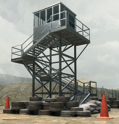Military Watch Tower Low-poly 3D model
