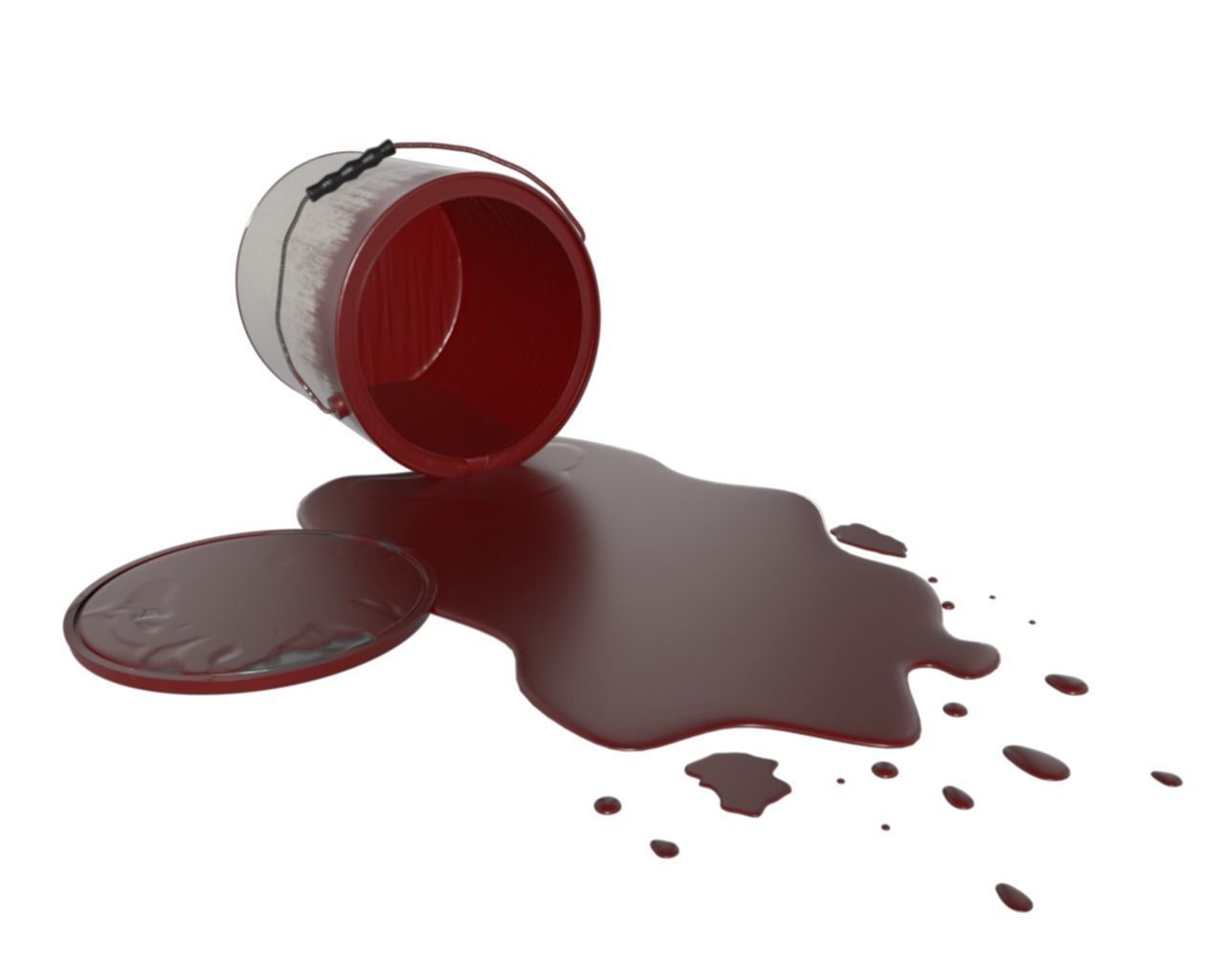 Spilled Paint Can in Four color textures 3D model_10