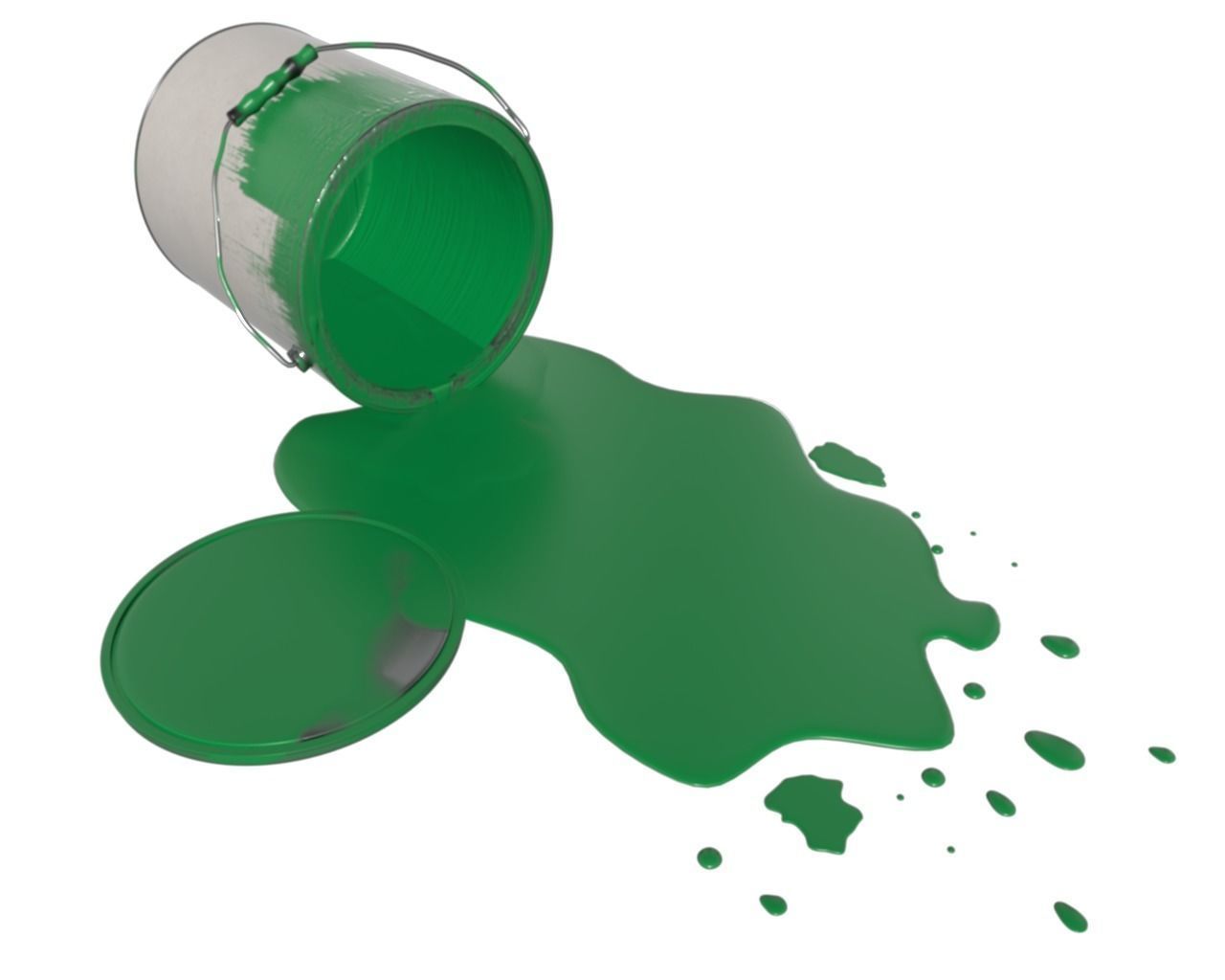 Spilled Paint Can in Four color textures 3D model_6