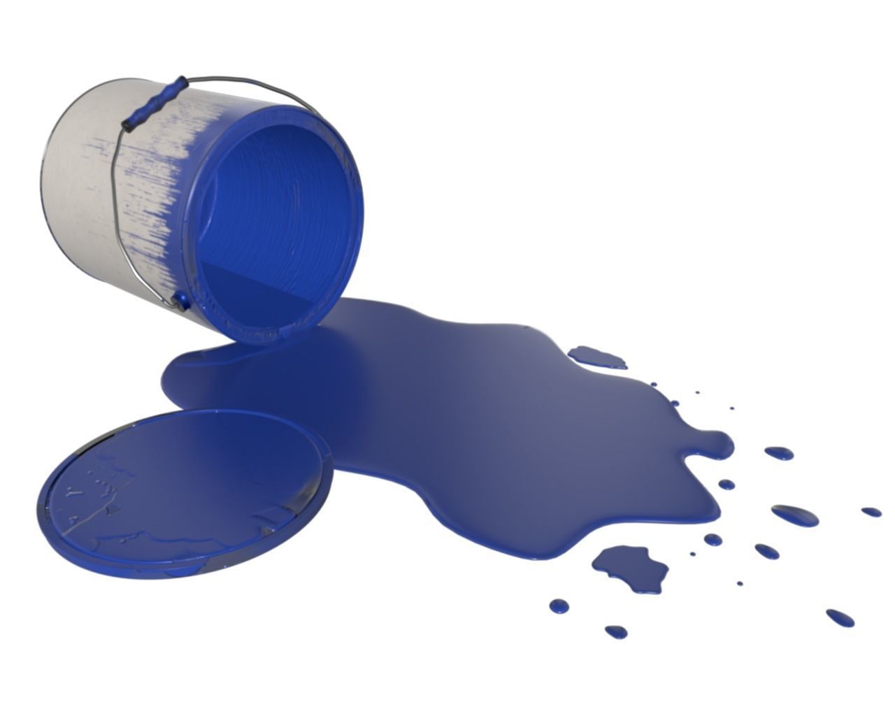 Spilled Paint Can in Four color textures 3D model_5