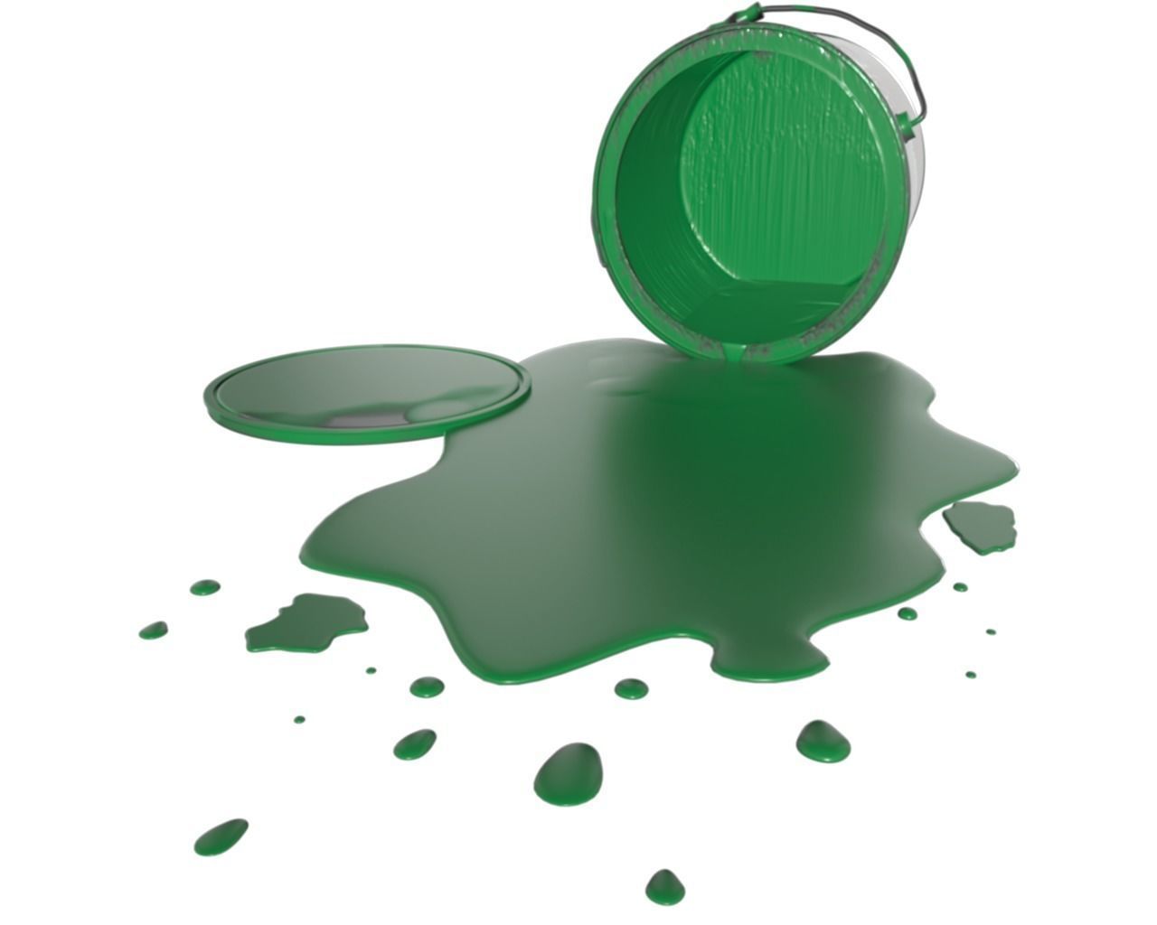 Spilled Paint Can in Four color textures 3D model_4